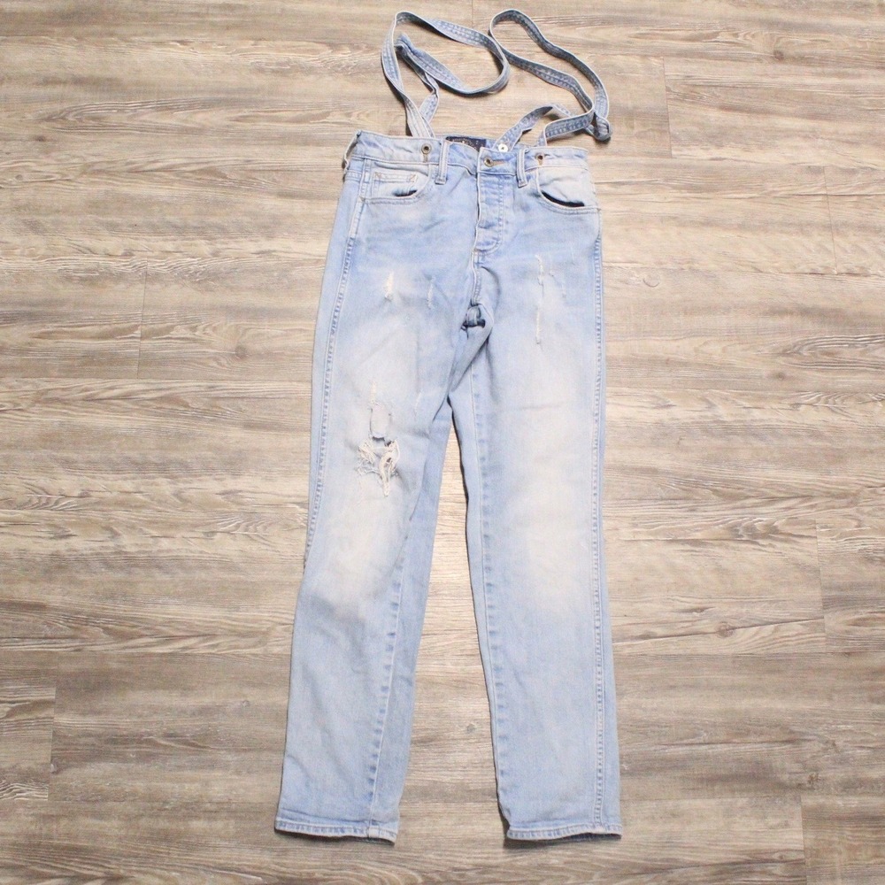 Lucky Brand Tomboy Distressed Jeans with Suspenders 2/26 Blue High Rise